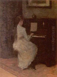 Girl Playing The Piano by Frederick Johannes Frits Jansen