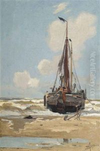 A Moored Fishing Vessel by Hendrik Willebrord Jansen