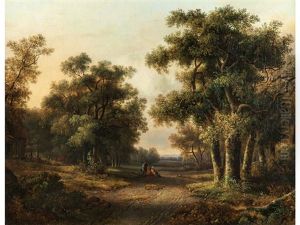 Waldlandschaft Mit Figurengruppe by Johannes Mauritz Jansen
