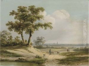 A Shepherd In A Panoramic Landscape by Johannes Mauritz Jansen