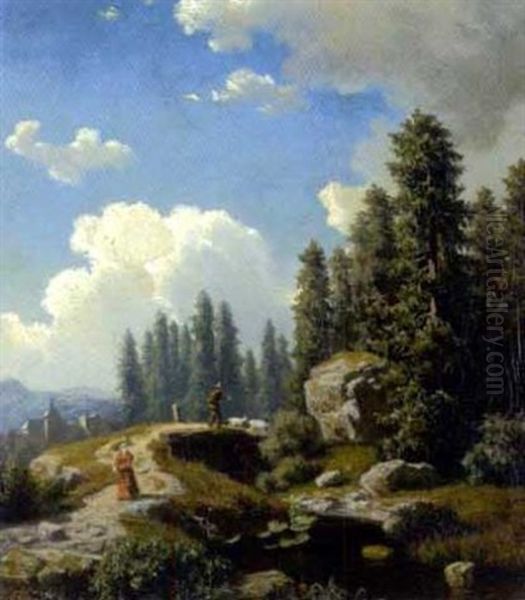 Vorgebirgslandschaft An Einem Heiteren Sommertag Mit Staffagen - view 1