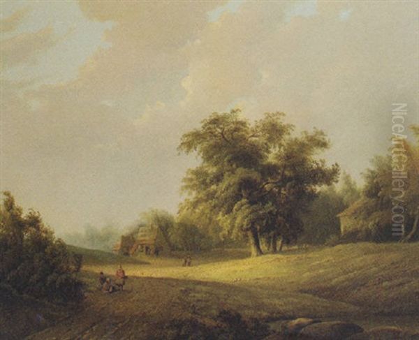 Peasants On A Sandy Trail In A Wooded Landscape - view 1