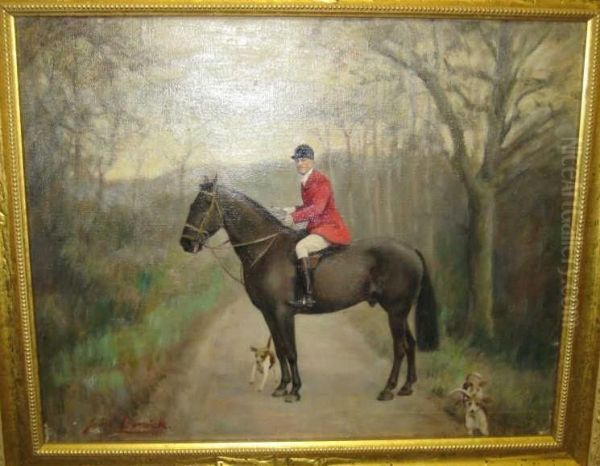 Horse And Rider With Hunting Dogs - view 1