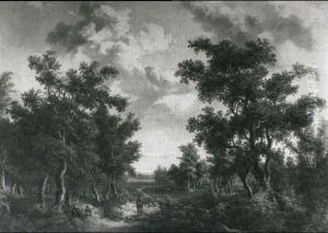A Hunter And His Family In A Wooded Landscape by Johannes Mauritz Jansen