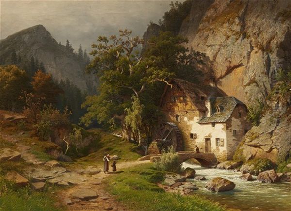 Mountain Landscape With A Mill By A Stream - view 1