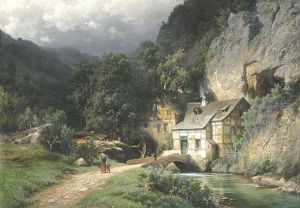 Berglandschaft Mit Muhle Berglandschaft Mit Muhle