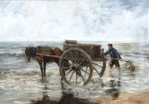 A Shell Fisher In The Breakers by Willem George Frederik Jansen