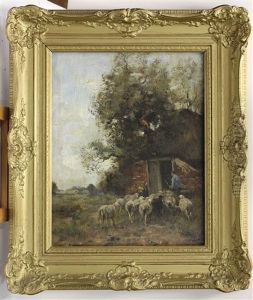 Herder Met Kudde Bij Schaapskooi by Willem George Frederik Jansen