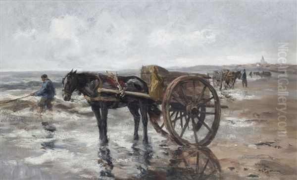 Kelp Gatherers On The Beach - view 1