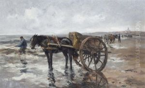 Kelp Gatherers On The Beach by Willem George Frederik Jansen
