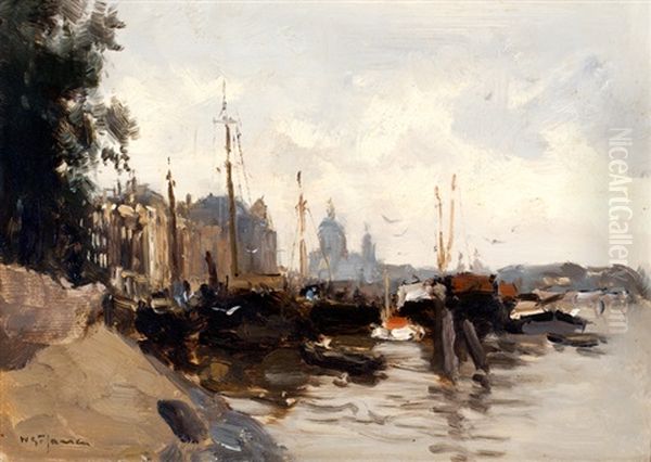 Prins Hendrikkade Te Amsterdam, Op De Achtergrond De Sint Nicolaaskerk En Het Centraal Station - view 1