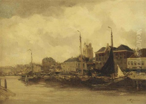 The Harbour Of Dordrecht, With The Grote Kerk Beyond - view 1