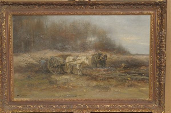 Figures Logging With Horses And Carts - view 1