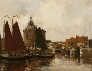 View Of The Drommedaris Lighthouse In Enkhuizen