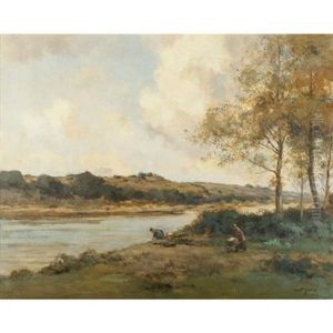 Washerwomen At A Riverbank