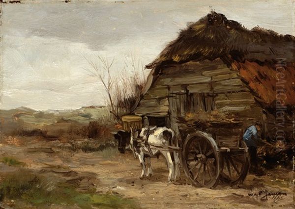 Hay Cart By A Barn - view 1