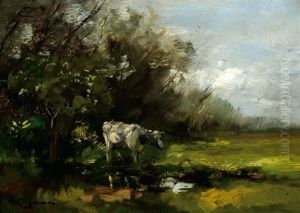 A Cow Near The Border Of A Pond by Willem George Frederik Jansen