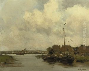 A View Of A Riverside Town