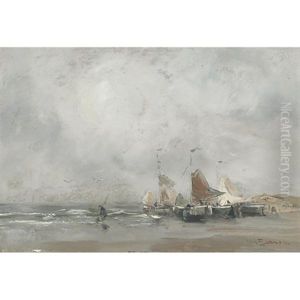 Fishing Boats And Shellfishers On A Breezy Day Fishing Boats And Shellfishers On A Breezy Day