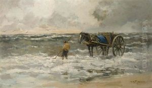A Shell Fisher In The Breakers by Willem George Frederik Jansen