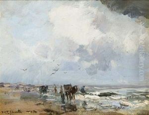 Shell Fishers On The Beach by Willem George Frederik Jansen