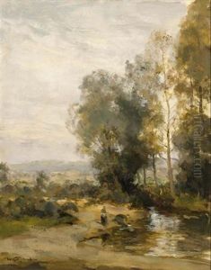 Washerwomen Along The Geul by Willem George Frederik Jansen