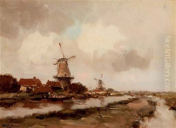Windmills Near A Canal - view 1