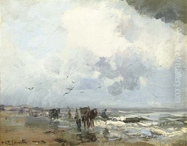Shellfishers On The Beach - view 1