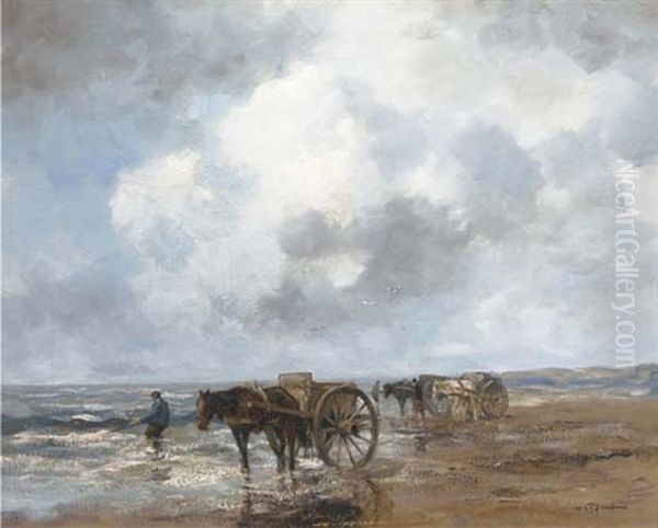 Shellfishers On The Beach - view 1