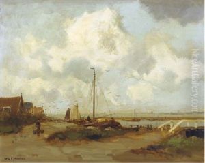 Monnickendam: Activities In The Harbour by Willem George Frederik Jansen