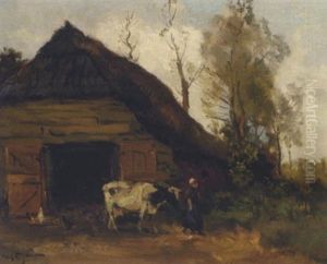 A Cowherdess By A Shed
