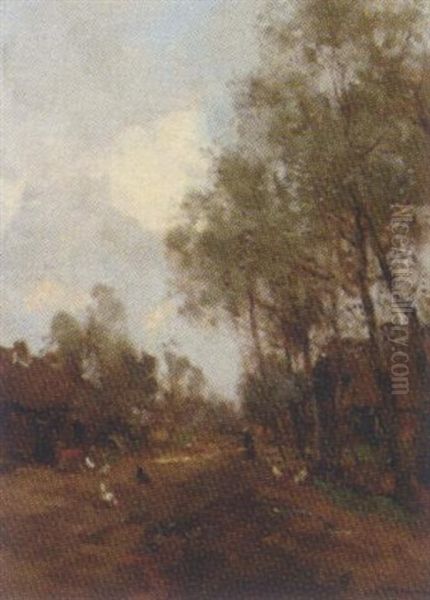 Brabantsch Landschap: Chickens On A Country Path - view 1