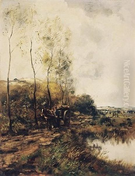 Farmer And Horse With Laden Cart - view 1