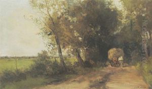 A Haywagon On A Country Road