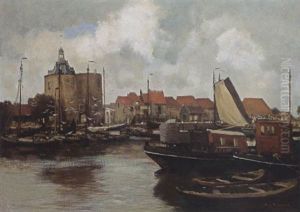 The Harbour Of Enkhuizen With The Drommedaris by Willem George Frederik Jansen