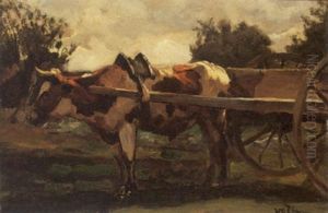 A Cow In Front Of A Cart