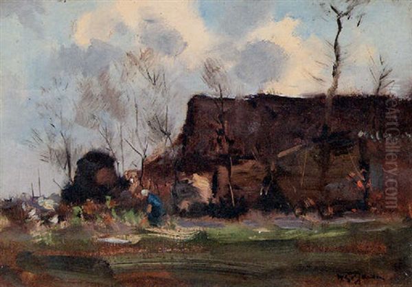Woman Near A Cottage - view 1