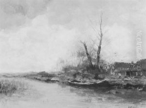 Polderlandschap Met Rechts Een Boerderij