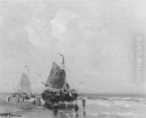 Vissersschepen Op Het Strand Vissersschepen Op Het Strand
