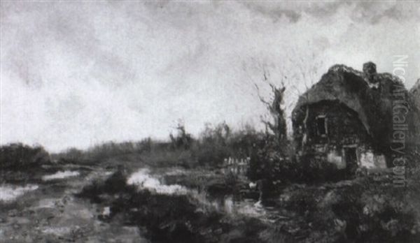 Niederlandisches Gehoft Mit W,scherin Am Flus - view 1