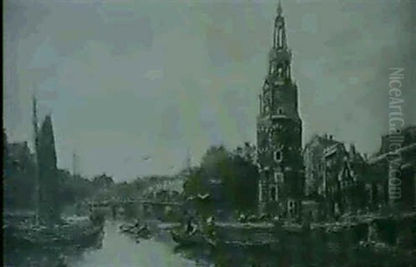 Barges On The Canal, Amsterdam - view 1