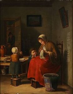 Interior With A Family by Johannes Christiaan Janson