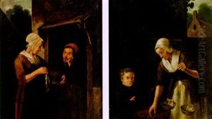 A Woman Talking To A Man At The Door Of A House