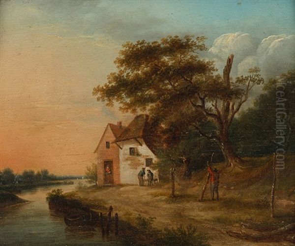 Flusslandschaft Mit Bauernhaus - view 1