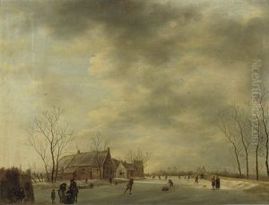 A Winter Landscape With Figures Skating