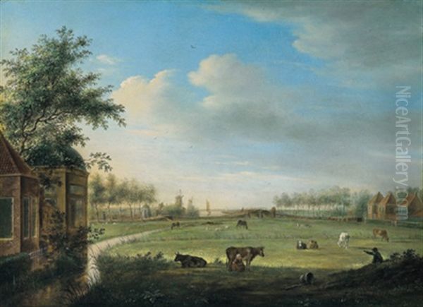Hollandische Weidelandschaft Mit Hirten Und Kuhen - view 1
