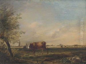 A Landscape With Cattle And Sheep, Boating On A River Beyond