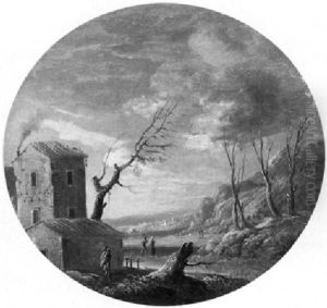 Winterlandschaft Mit Hausern Und Baumen An Zugefrorenem Flus Winterlandschaft Mit Hausern Und Baumen An Zugefrorenem Flus