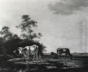 Weihende Kuhe Am Wasser by Pieter Janson