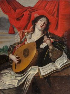 Woman With A Lute by Abraham Janssens